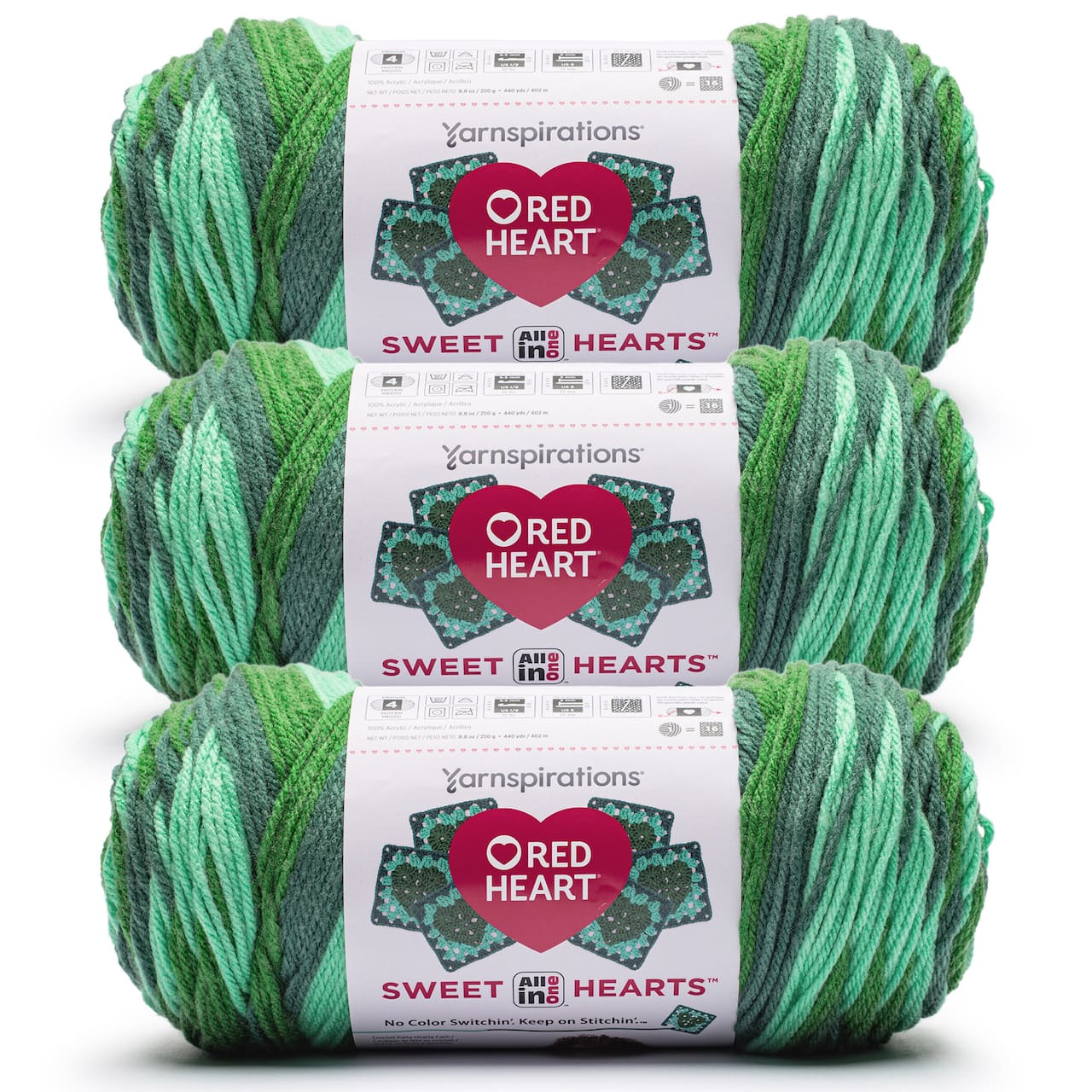 3 Pack Red Heart® All in One™ Sweet Hearts™ Yarn